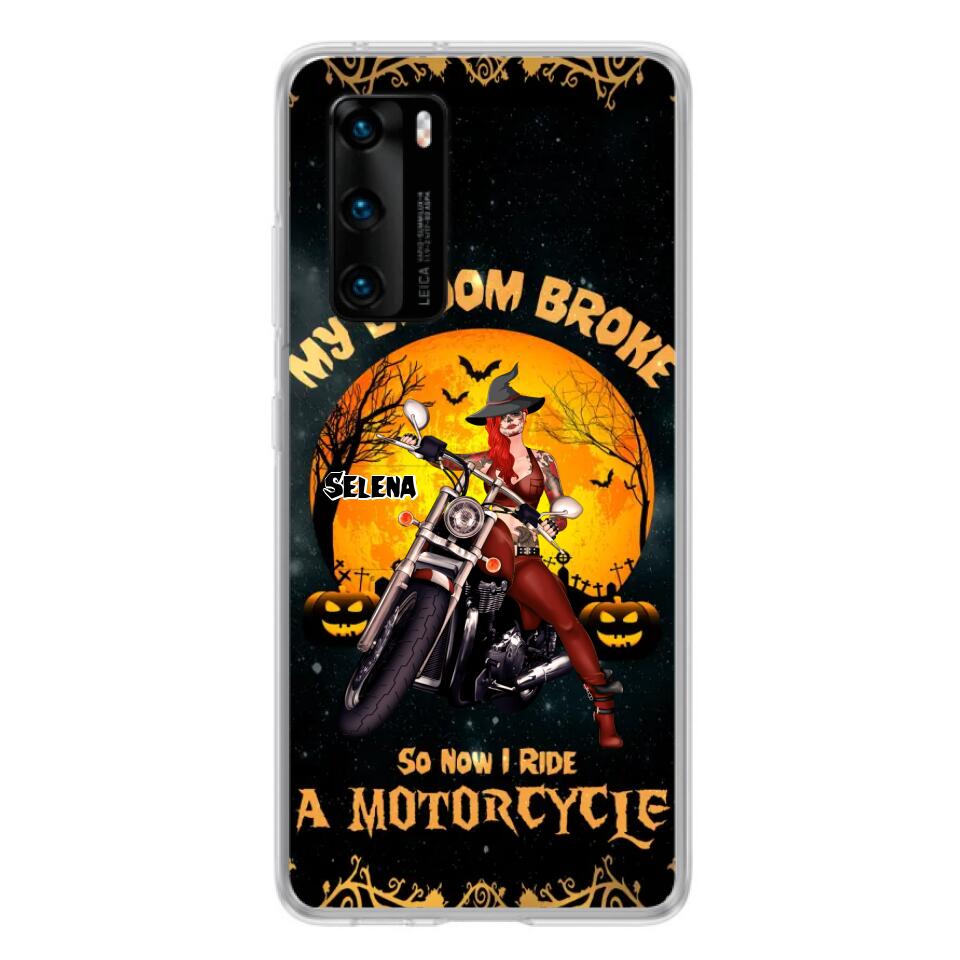 Personalized Witch Phone Case - Up to 4 Dogs - Halloween Gifts For Friends/Dog Lovers  - My Broom Broke So Now I Ride A Motorcycle - Case For Xiaomi/Oppo/Huawei