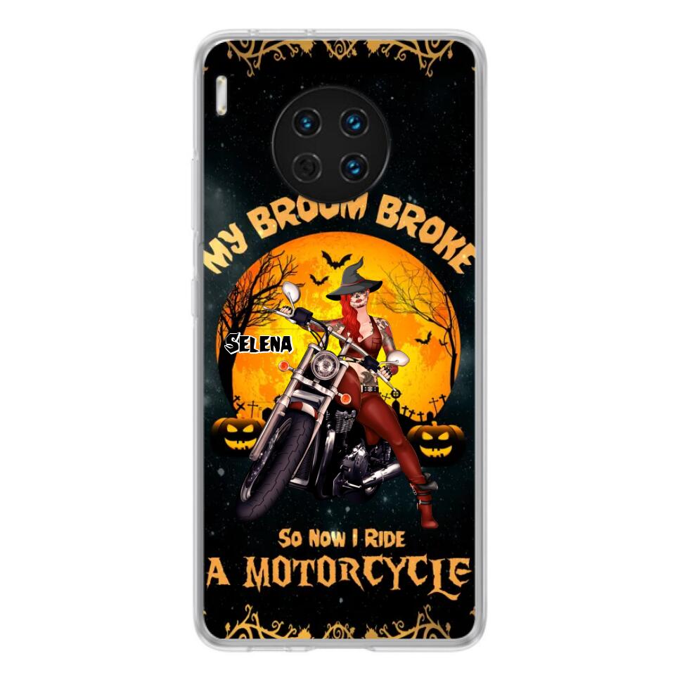 Personalized Witch Phone Case - Up to 4 Dogs - Halloween Gifts For Friends/Dog Lovers  - My Broom Broke So Now I Ride A Motorcycle - Case For Xiaomi/Oppo/Huawei