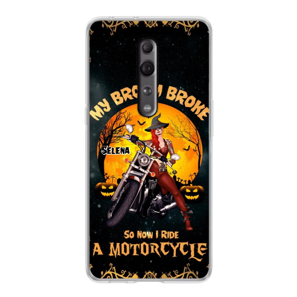 Personalized Witch Phone Case - Up to 4 Dogs - Halloween Gifts For Friends/Dog Lovers  - My Broom Broke So Now I Ride A Motorcycle - Case For Xiaomi/Oppo/Huawei
