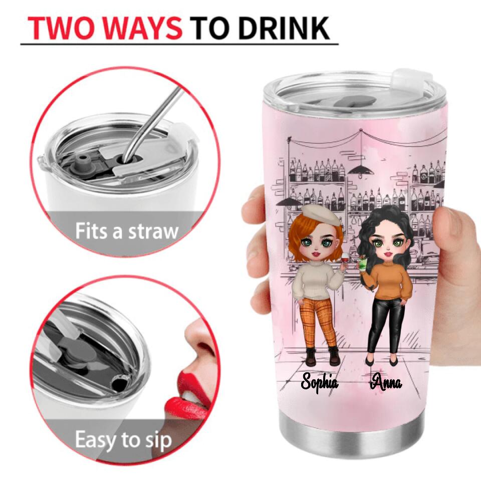 Personalized Drunk Friends Tumbler - Gift Idea For Best Friends With Up To 4 Friends - Best Bitches Here's To Another Year Of Bonding Over Alcohol Tolerating Idiots & Keeping Each Other Sane