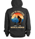 Personalized Horse Girl T-shirt/Hoodie - Gift Idea For Horse Lover with up to 4 Horses - Design On Back Side - Life Is Better With A Horse