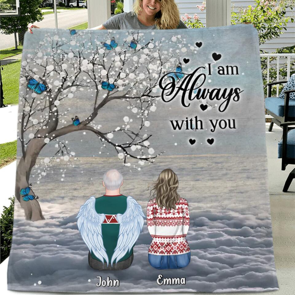 Personalized Memorial Fleece Throw Blanket/Quilt - Memorial Gift Idea For Family with up to 7 People - I Am Always With You
