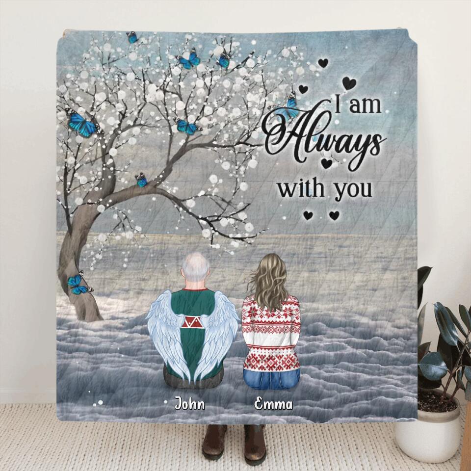 Personalized Memorial Fleece Throw Blanket/Quilt - Memorial Gift Idea For Family with up to 7 People - I Am Always With You