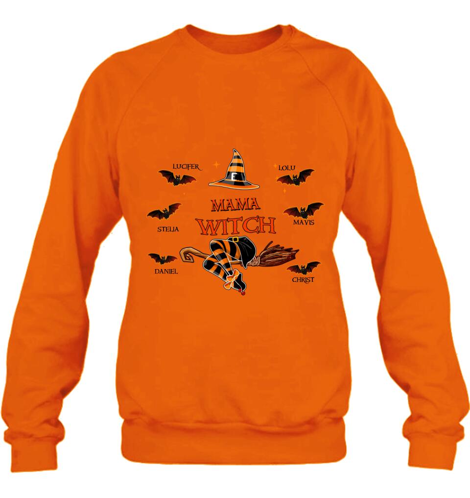 Personalized Halloween T-shirt/Sweatshirt/Hoodie/Long Sleeve - Up to 6 Bats - Best Gift For Halloween, Mother/Grandmother - Mama Witch - 80H9EN
