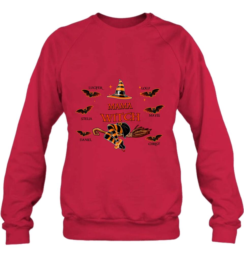 Personalized Halloween T-shirt/Sweatshirt/Hoodie/Long Sleeve - Up to 6 Bats - Best Gift For Halloween, Mother/Grandmother - Mama Witch - 80H9EN
