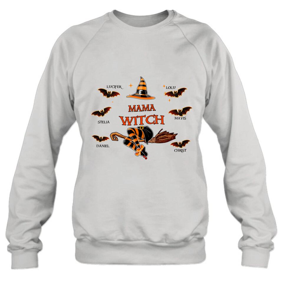 Personalized Halloween T-shirt/Sweatshirt/Hoodie/Long Sleeve - Up to 6 Bats - Best Gift For Halloween, Mother/Grandmother - Mama Witch - 80H9EN