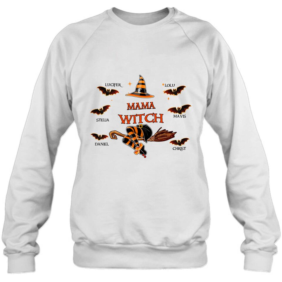 Personalized Halloween T-shirt/Sweatshirt/Hoodie/Long Sleeve - Up to 6 Bats - Best Gift For Halloween, Mother/Grandmother - Mama Witch - 80H9EN