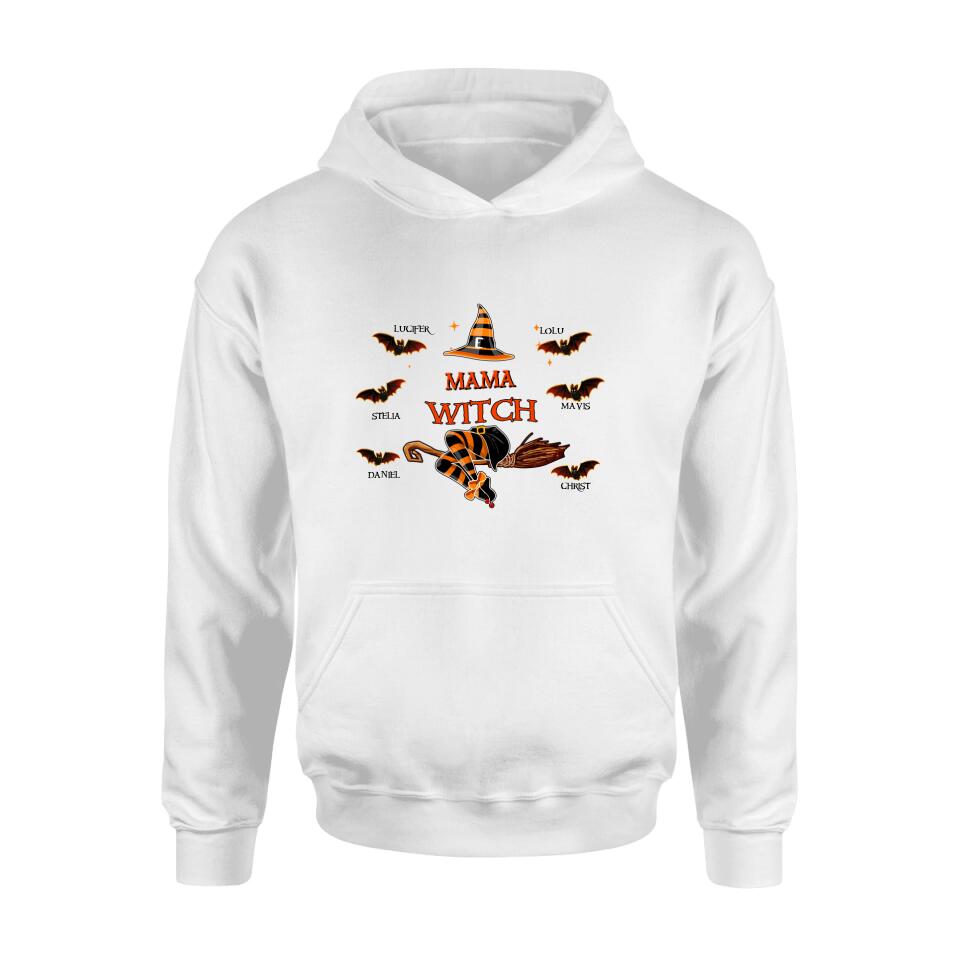 Personalized Halloween T-shirt/Sweatshirt/Hoodie/Long Sleeve - Up to 6 Bats - Best Gift For Halloween, Mother/Grandmother - Mama Witch - 80H9EN