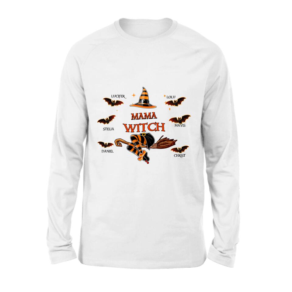 Personalized Halloween T-shirt/Sweatshirt/Hoodie/Long Sleeve - Up to 6 Bats - Best Gift For Halloween, Mother/Grandmother - Mama Witch - 80H9EN