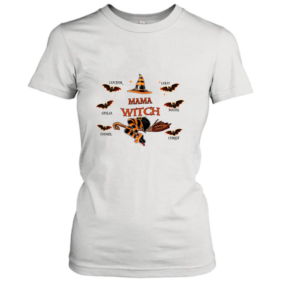 Personalized Halloween T-shirt/Sweatshirt/Hoodie/Long Sleeve - Up to 6 Bats - Best Gift For Halloween, Mother/Grandmother - Mama Witch - 80H9EN