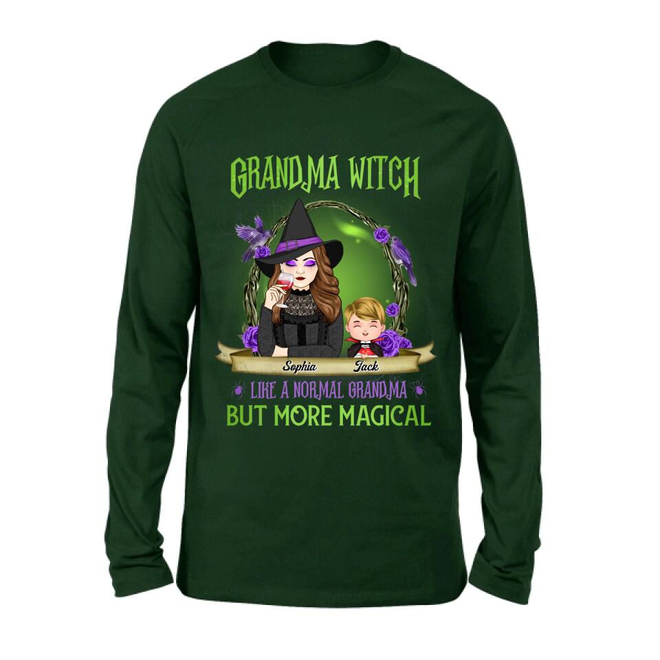 Personalized Grandma Witch Shirt/Hoodie - Grandma With Up to 4 Kids - Halloween Gift Idea For Grandma - Grandma Witch Like A Normal Grandma
But More Magical