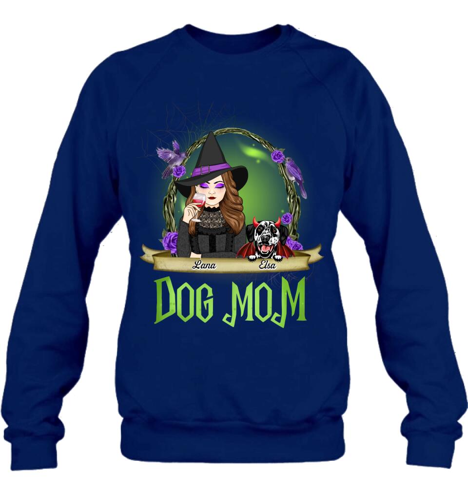 Personalized Dog Mom Witch Shirt/Hoodie - Up to 4 Dogs - Halloween Gift Idea For Dog Lovers - Dog Mom