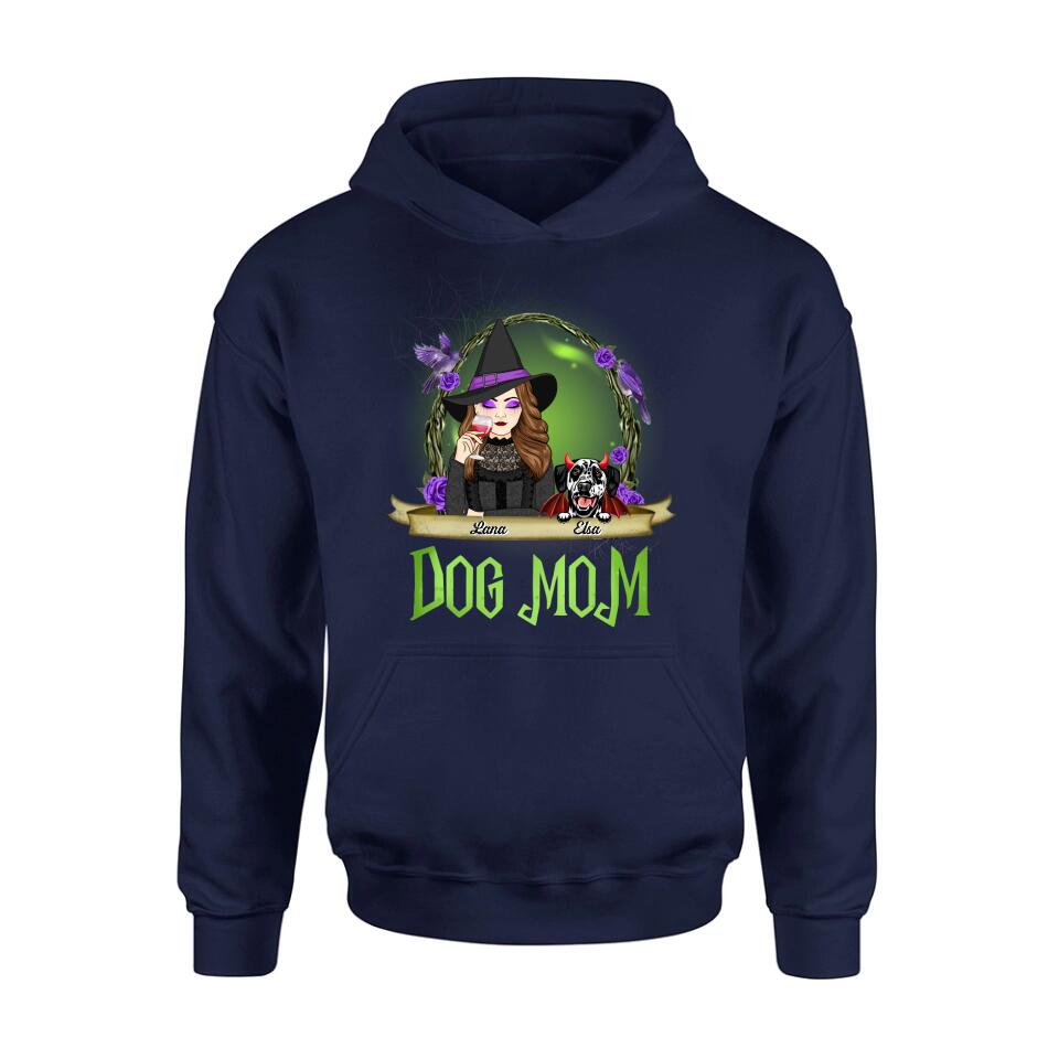 Personalized Dog Mom Witch Shirt/Hoodie - Up to 4 Dogs - Halloween Gift Idea For Dog Lovers - Dog Mom