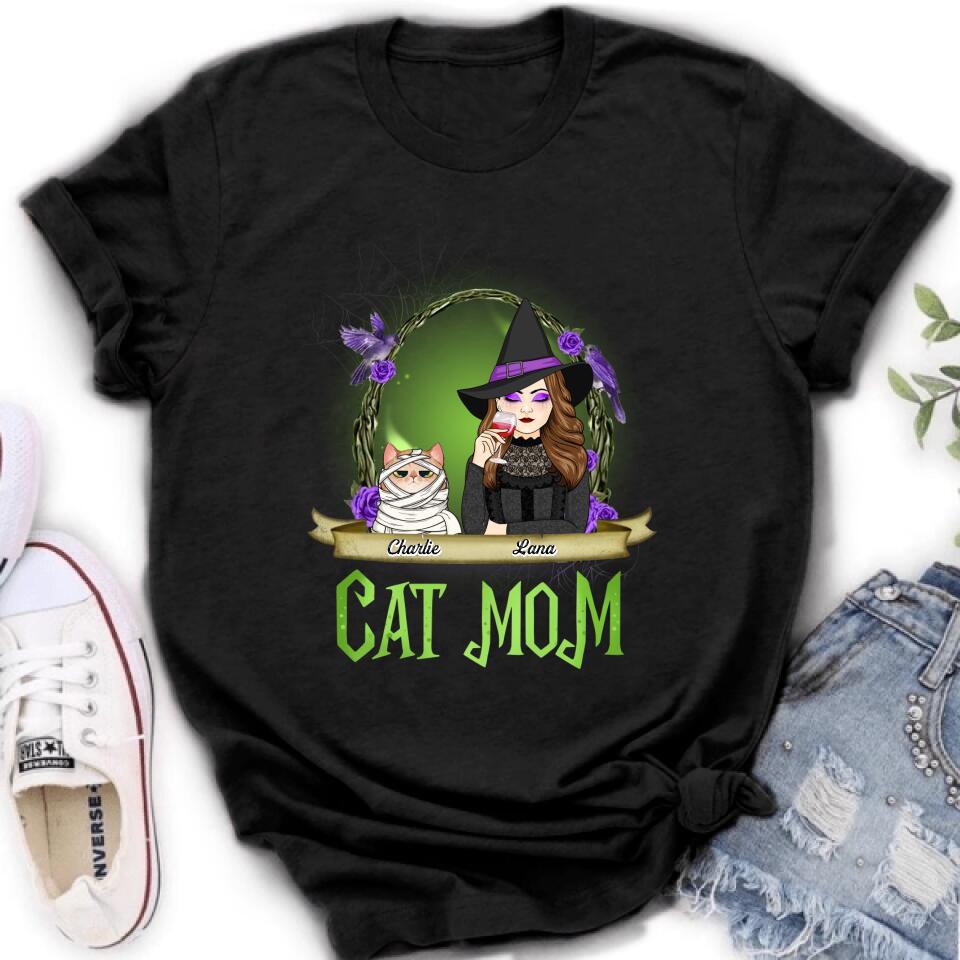 Personalized Cat Mom Witch Shirt/Hoodie - Up to 4 Cats - Halloween Gift Idea For Cat Lovers - Cat Mom