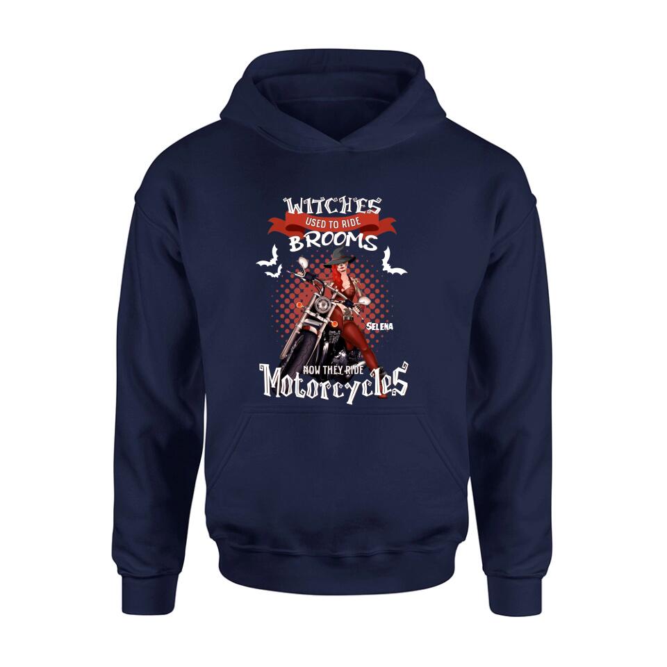 Personalized Biker Shirt/Hoodie - Gift Idea For Halloween - Witches Used To Ride Brooms Now They Ride Motocycles
