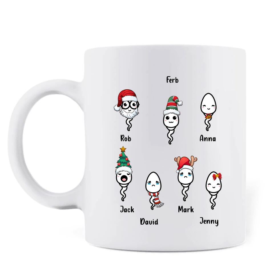 Personalized Christmas Coffee Mug - Gift Idea For Father/Christmas with up to 7 Sperms - I'm So Glad Your Pull-out Game Was Weak Af