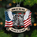 Personalized Pass Away Veteran Acrylic Ornament - Memorial Gift For Veteran, Family Members - Home Of The Free Because Of The Brave