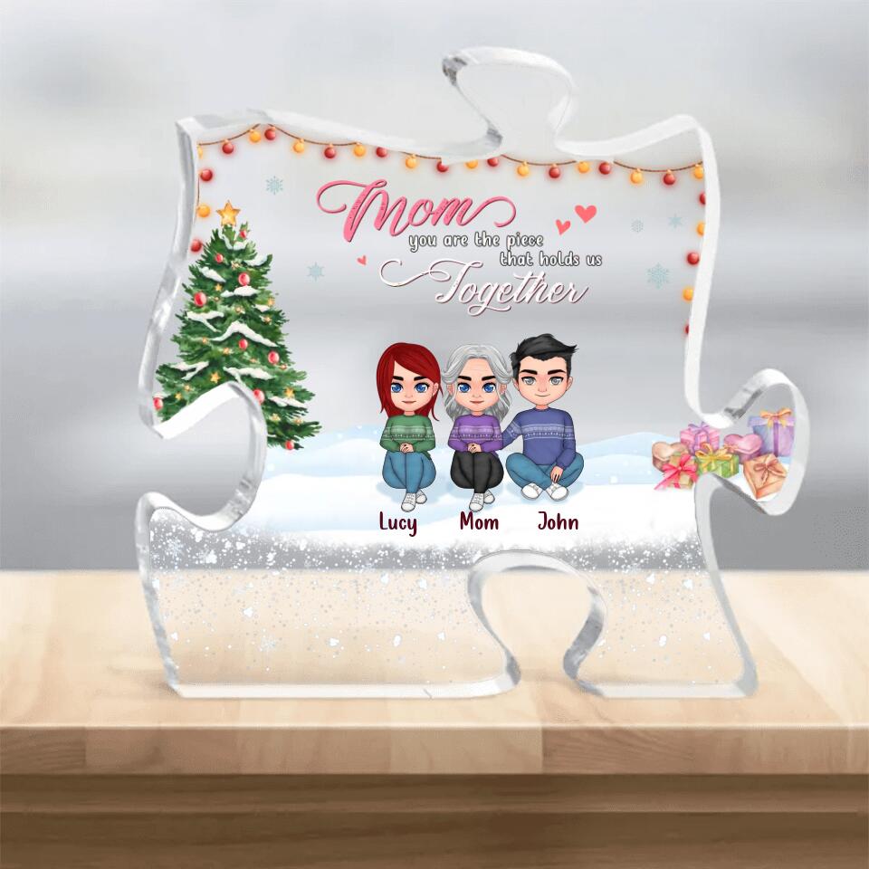Personalized Mother Acrylic Puzzle Plaque - Mom With Up to 6 Children - Christmas Gift For Mother - Mom You Are The Piece That Holds Us Together