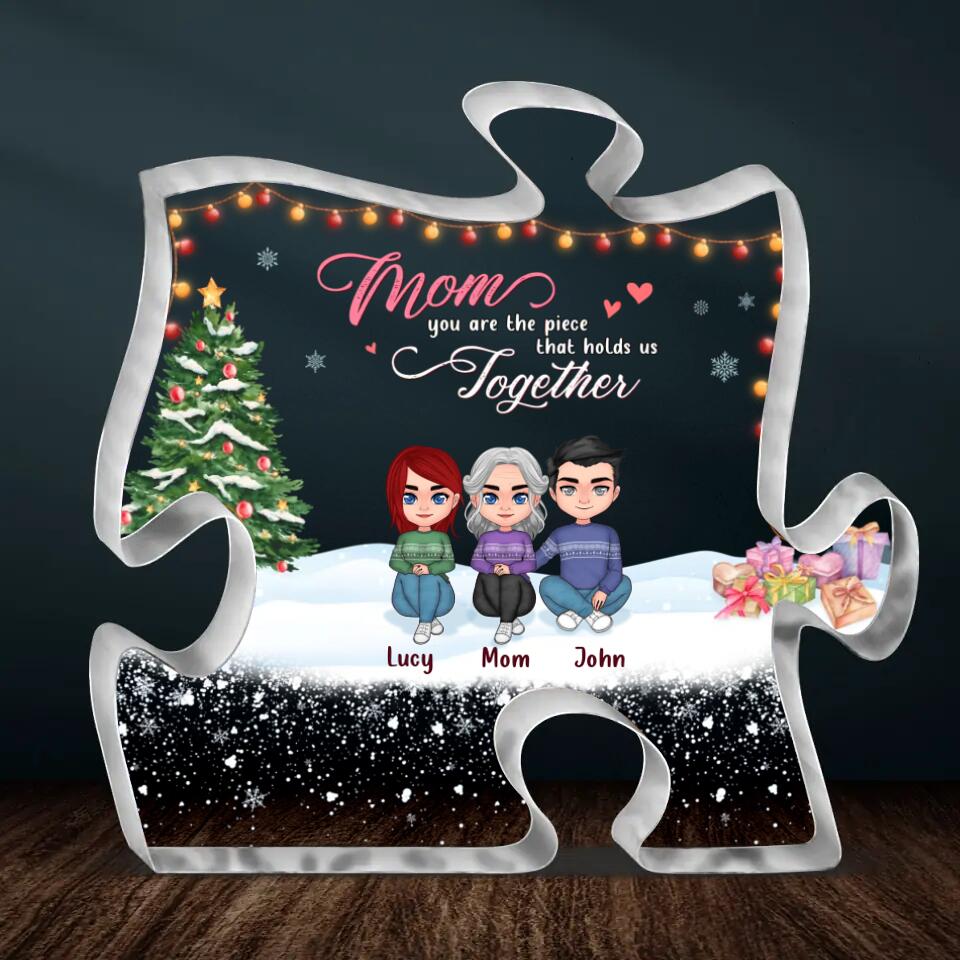 Personalized Mother Acrylic Puzzle Plaque - Mom With Up to 6 Children - Christmas Gift For Mother - Mom You Are The Piece That Holds Us Together