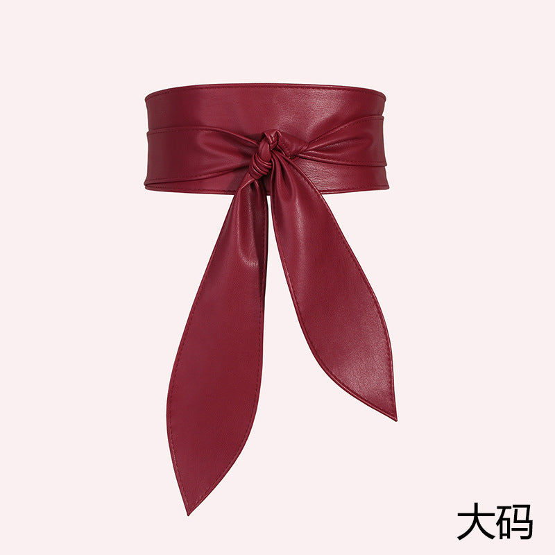 Amazon Cross-border Women's Wide Waist Cover Soft All-match Elegant Bow Ribbon Super Long In Stock Tie Belt