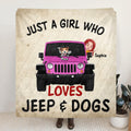 Personalized Dog Mom & Off-road Quilt/Fleece Blanket - Up to 5 Dogs - Best Gift For Dog Lovers/Mother's Day - Just A Girl