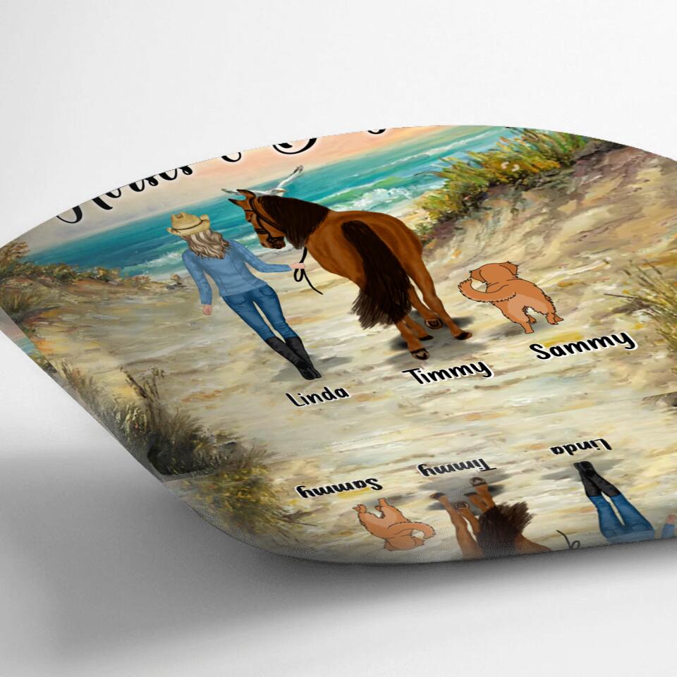 Personalized Horse & Dog Pillow Cover - Gift Idea For Horse/Dog Lovers With Up To 2 Horses And 4 Dogs - Just A Girl Who Loves Horses & Dogs