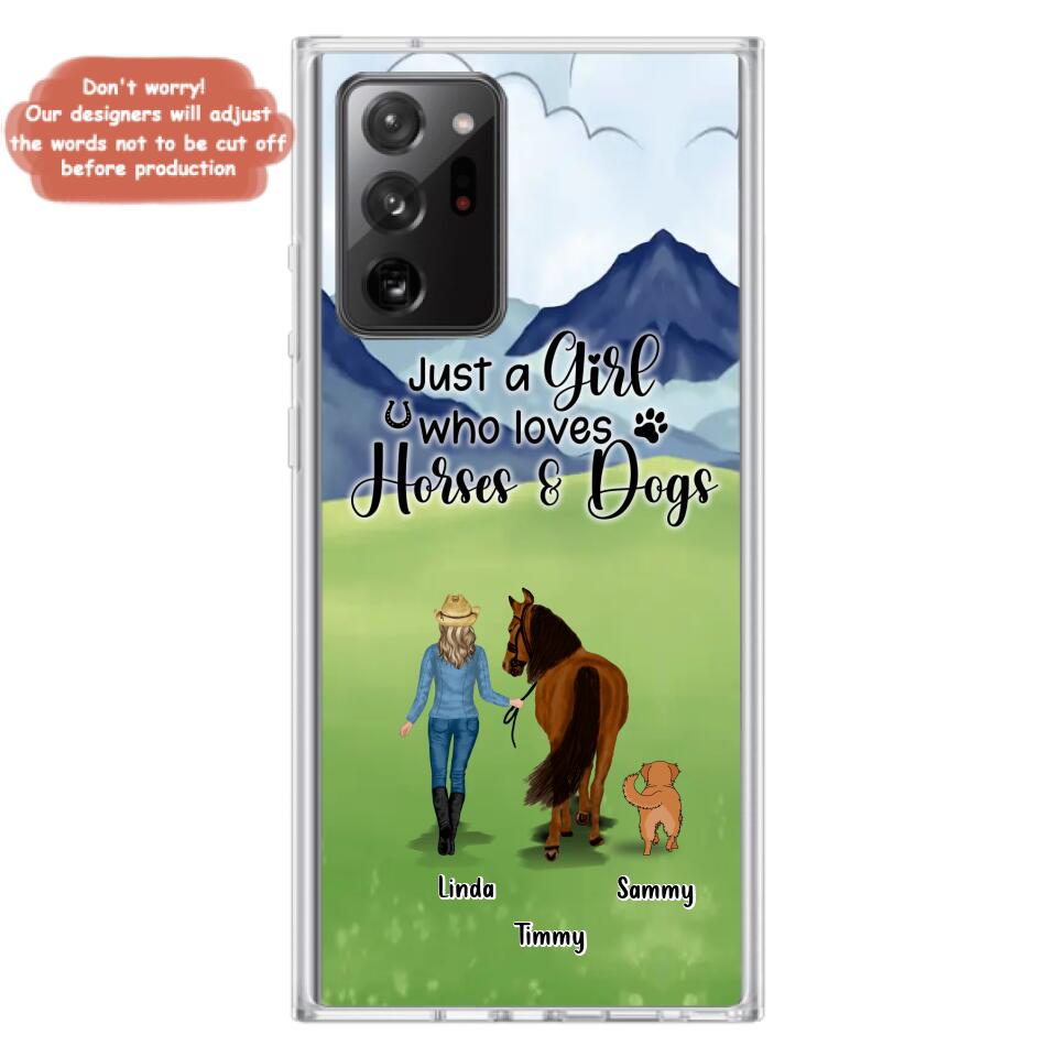 Personalized Horse & Dog Phone Case - Gift Idea For Horse/Dog Lovers With Up To 2 Horses And 4 Dogs - Just A Girl Who Loves Horses & Dogs - Cases For iPhone & Samsung