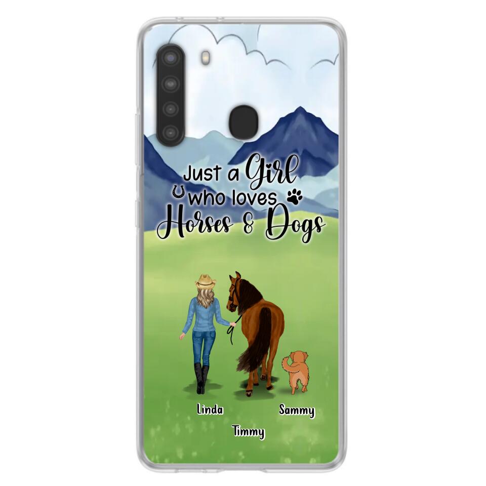 Personalized Horse & Dog Phone Case - Gift Idea For Horse/Dog Lovers With Up To 2 Horses And 4 Dogs - Just A Girl Who Loves Horses & Dogs - Cases For iPhone & Samsung
