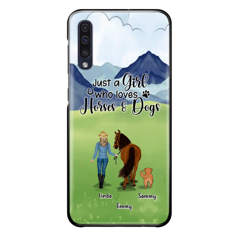 Personalized Horse & Dog Phone Case - Gift Idea For Horse/Dog Lovers With Up To 2 Horses And 4 Dogs - Just A Girl Who Loves Horses & Dogs - Cases For iPhone & Samsung