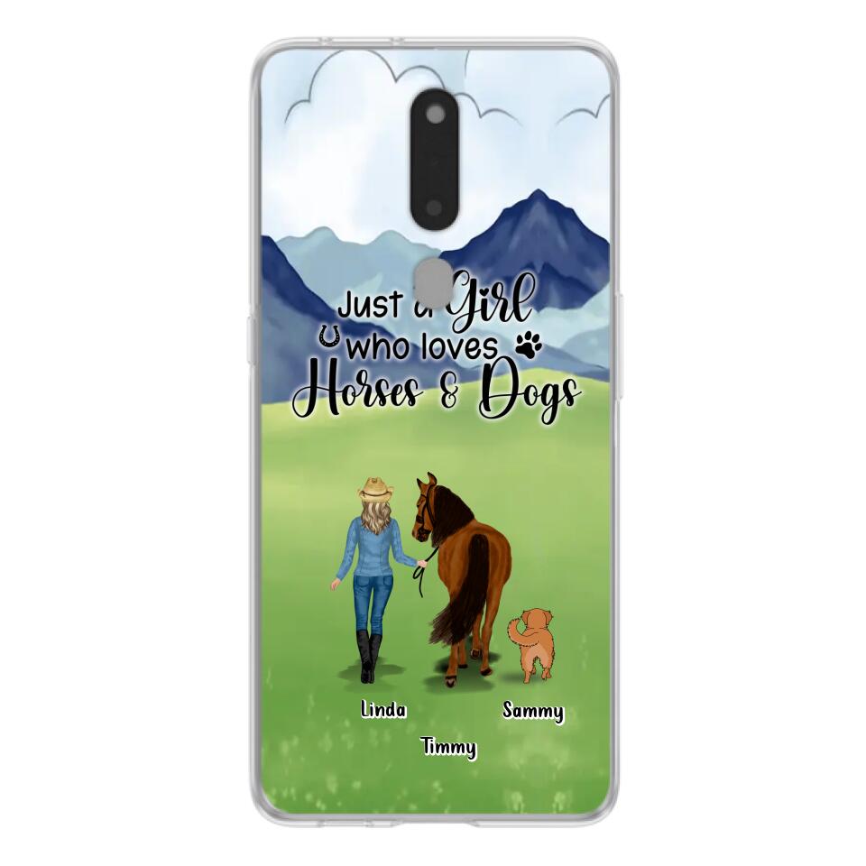 Custom Personalized Horse & Dog Phone Case - Gift Idea For Horse/Dog Lovers With Up To 2 Horses And 4 Dogs - Just A Girl Who Loves Horses & Dogs - Cases For Oppo, Xiaomi & Huawei