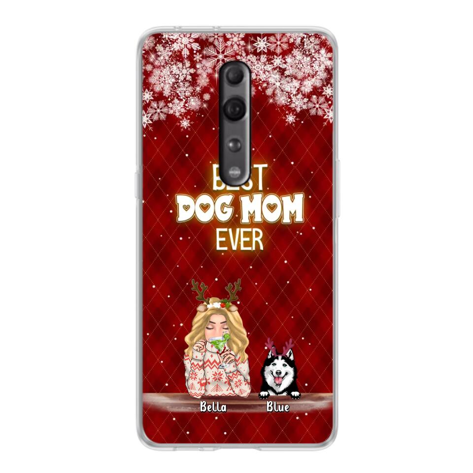 Personalized Christmas Dog Mom Phone Case - Up to 5 Dogs - Christmas Gift Idea For Dog Mom/ Dog Lover - Best Dog Mom Ever - Case For Xiaomi, Oppo And Huawei