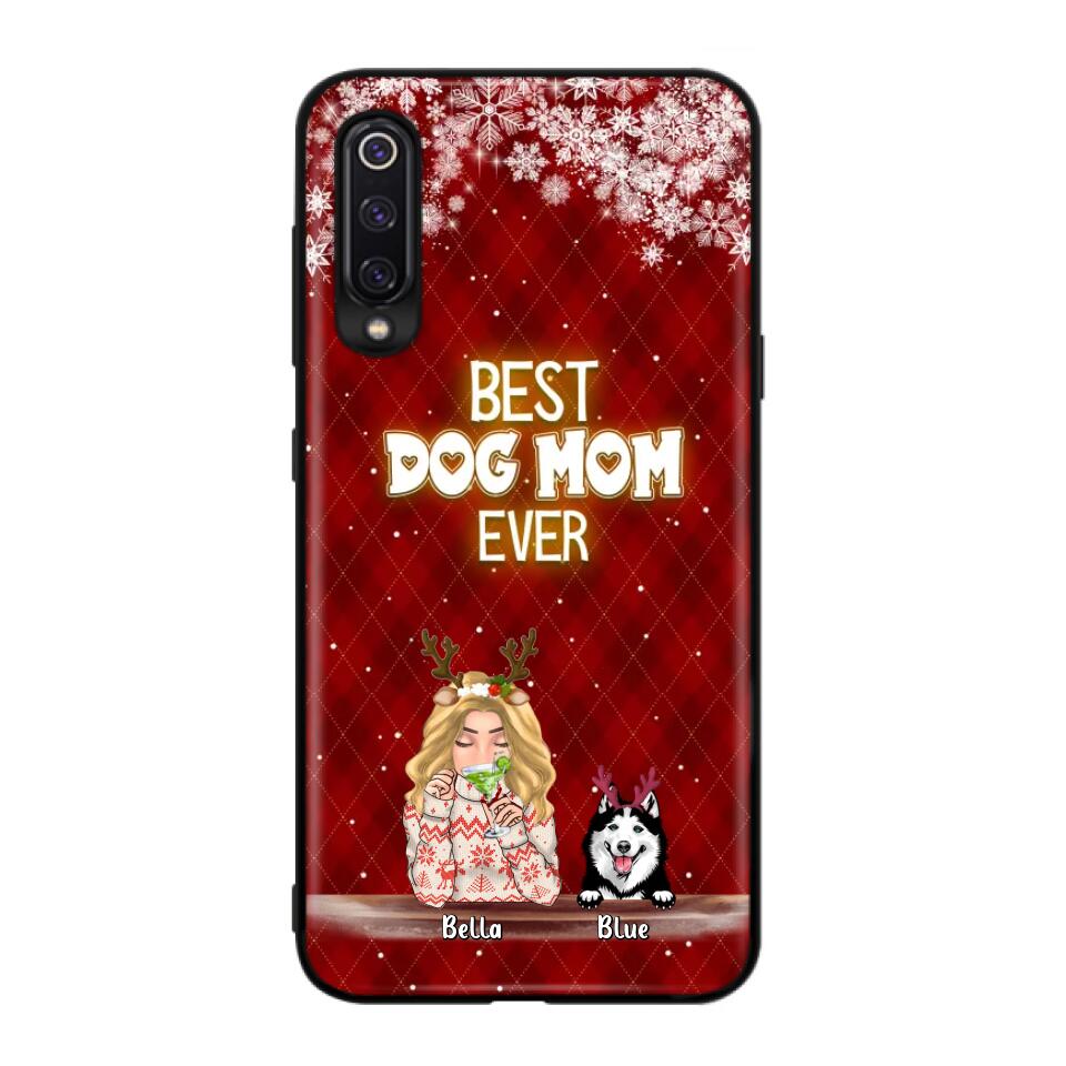 Personalized Christmas Dog Mom Phone Case - Up to 5 Dogs - Christmas Gift Idea For Dog Mom/ Dog Lover - Best Dog Mom Ever - Case For Xiaomi, Oppo And Huawei