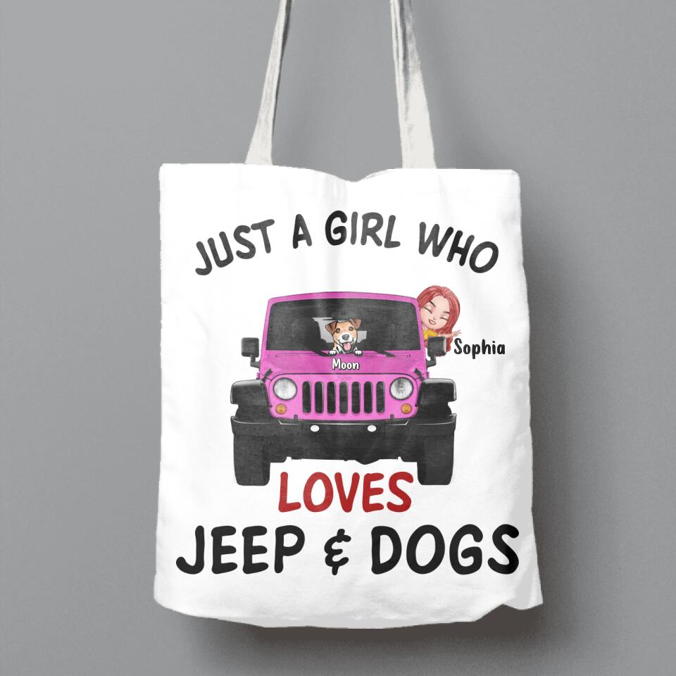 Personalized Dog Mom & Off-road Canvas Bag - Up to 5 Dogs - Best Gift For Dog Lovers/Mother's Day - Just A Girl