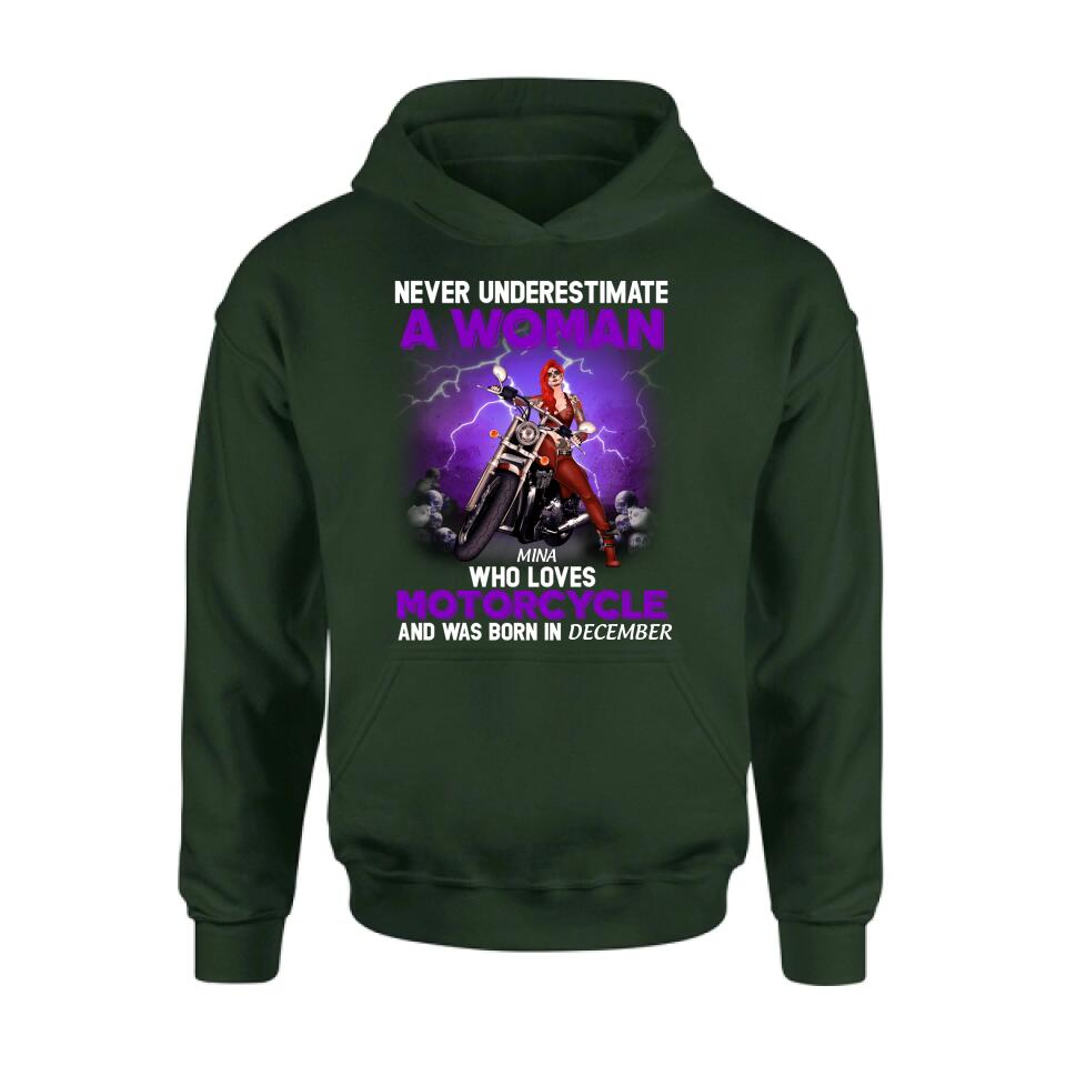 Personalized Biker Girl T-shirt - Gift Idea For Motorcycle Lovers - Never Underestimate A Woman Who Loves Motorcycle And Was Born In December