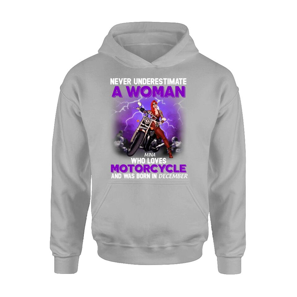Personalized Biker Girl T-shirt - Gift Idea For Motorcycle Lovers - Never Underestimate A Woman Who Loves Motorcycle And Was Born In December