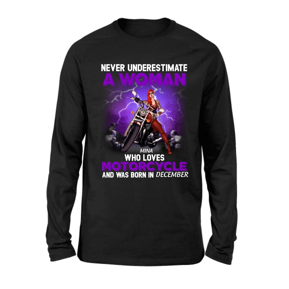 Personalized Biker Girl T-shirt - Gift Idea For Motorcycle Lovers - Never Underestimate A Woman Who Loves Motorcycle And Was Born In December