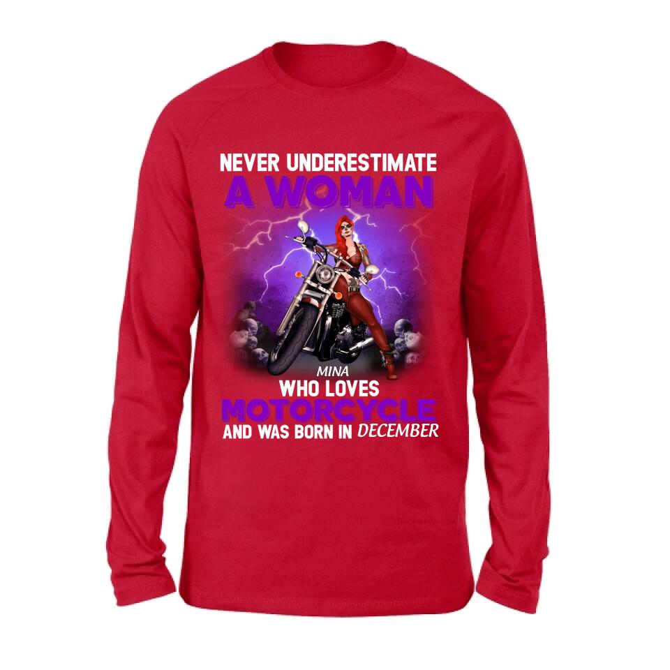 Personalized Biker Girl T-shirt - Gift Idea For Motorcycle Lovers - Never Underestimate A Woman Who Loves Motorcycle And Was Born In December