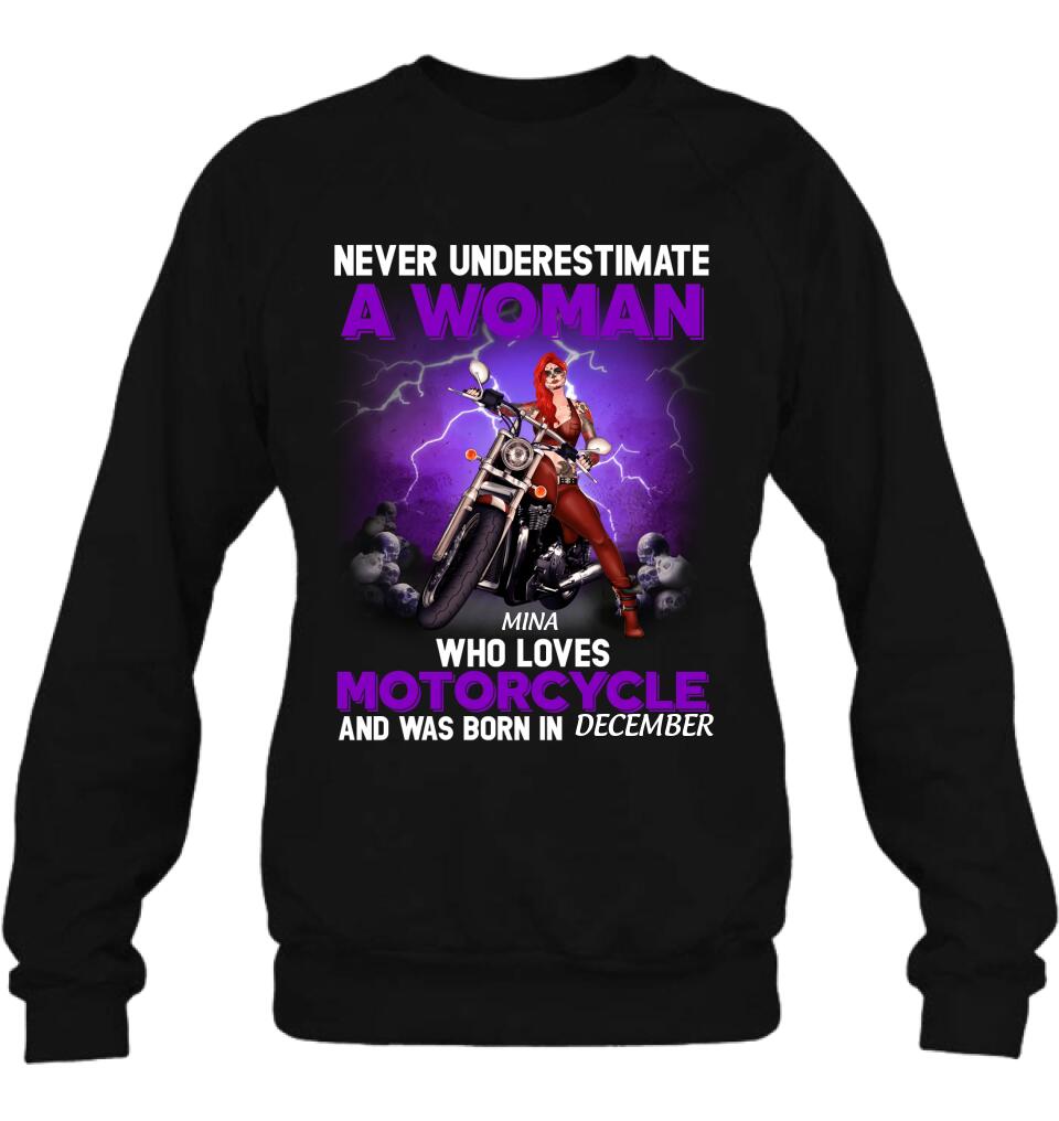 Personalized Biker Girl T-shirt - Gift Idea For Motorcycle Lovers - Never Underestimate A Woman Who Loves Motorcycle And Was Born In December