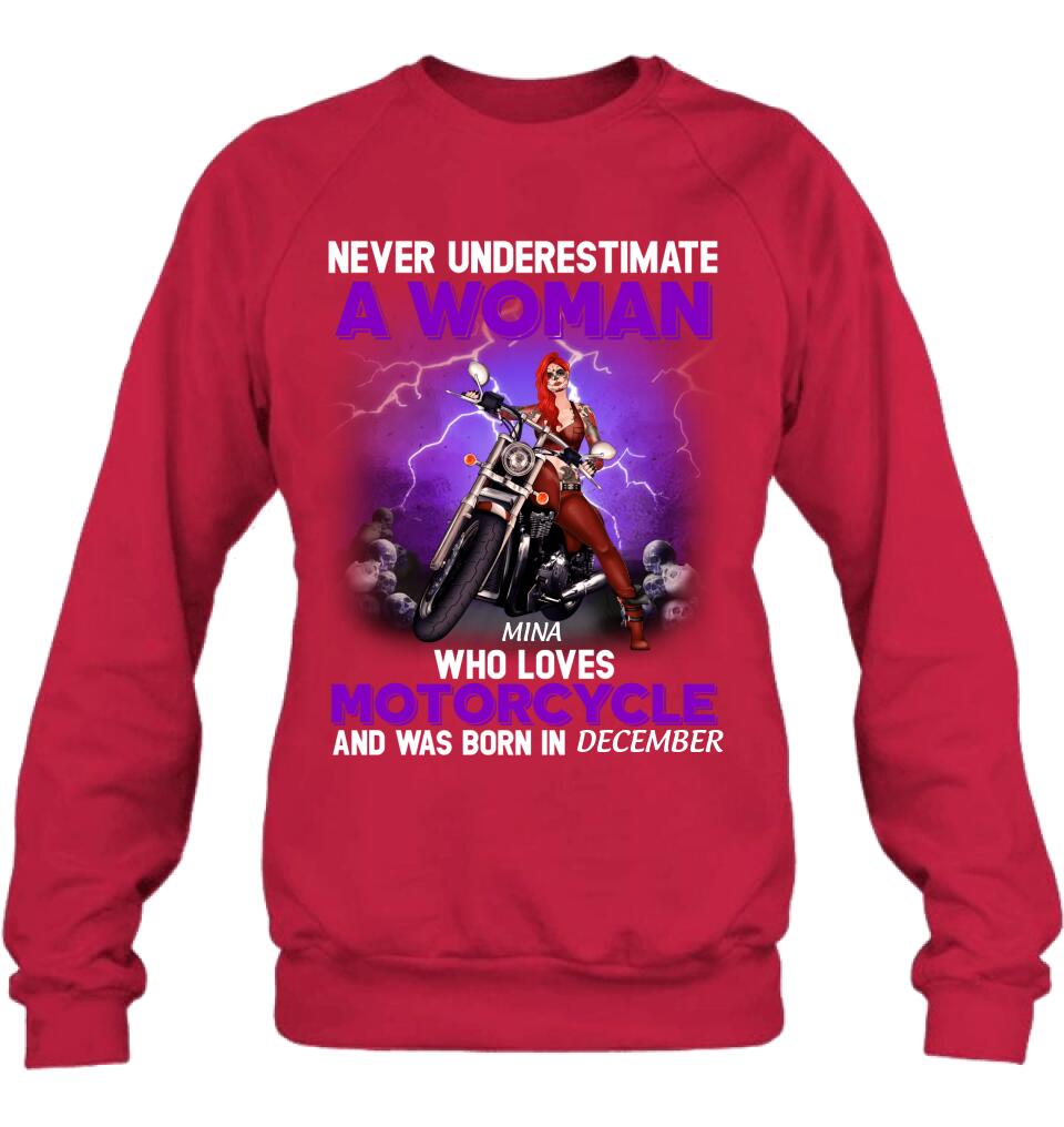 Personalized Biker Girl T-shirt - Gift Idea For Motorcycle Lovers - Never Underestimate A Woman Who Loves Motorcycle And Was Born In December