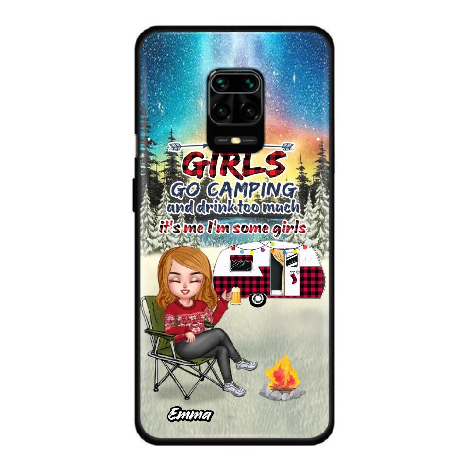 Personalized Xmas Camping Girl Phone Case - Christmas Gift For Camping Lover - Up to 3 Dogs - Some Girls Go Camping And Drink Too Much - Case For Xiaomi, Oppo And Huawei