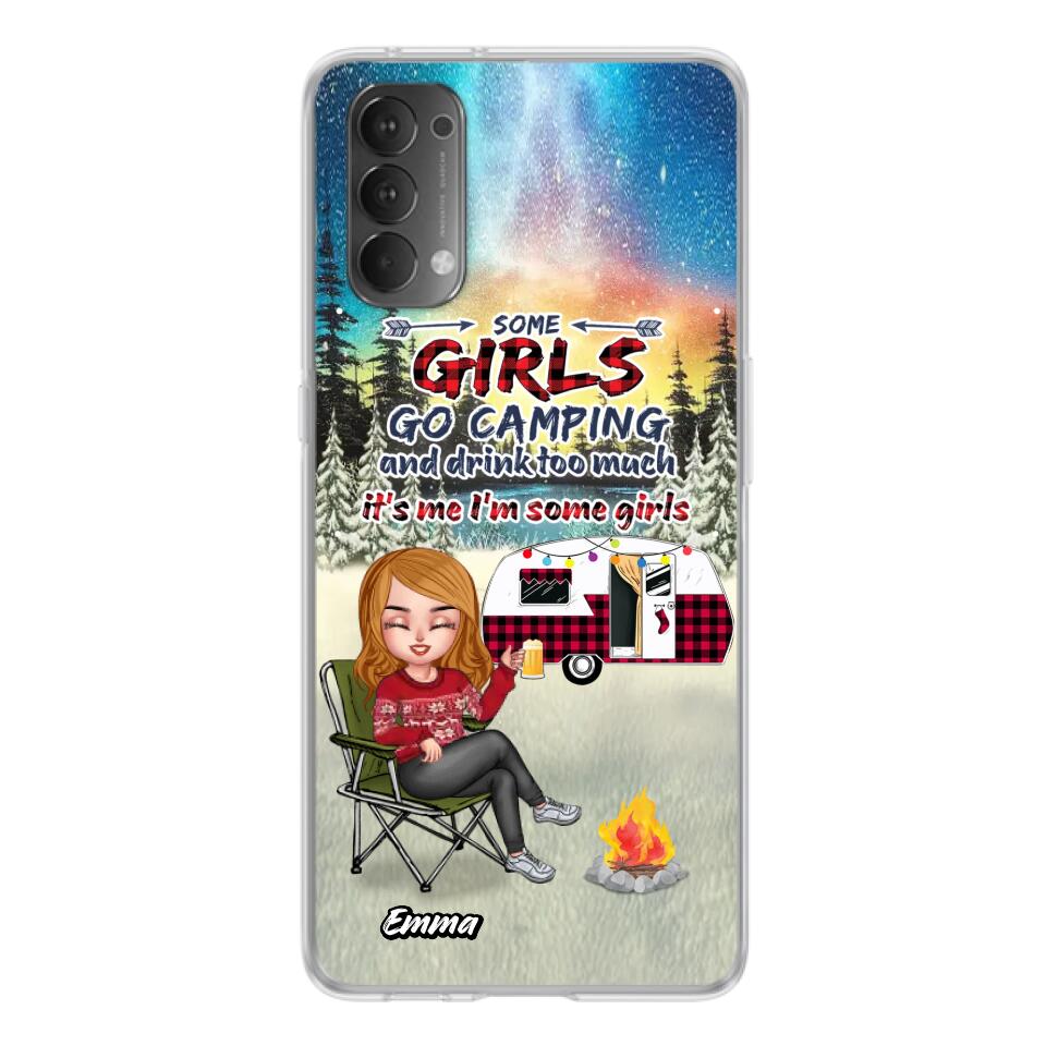 Personalized Xmas Camping Girl Phone Case - Christmas Gift For Camping Lover - Up to 3 Dogs - Some Girls Go Camping And Drink Too Much - Case For Xiaomi, Oppo And Huawei