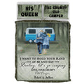 Personalized Camping Couple Quilt Bed Set - Gift for Old Couple, Husband and Wife, Camping Lovers