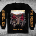 Personalized Biker Couple Long Sleeve Shirt - Gift Idea For Couple/Bikers - Ride Together Stay Together