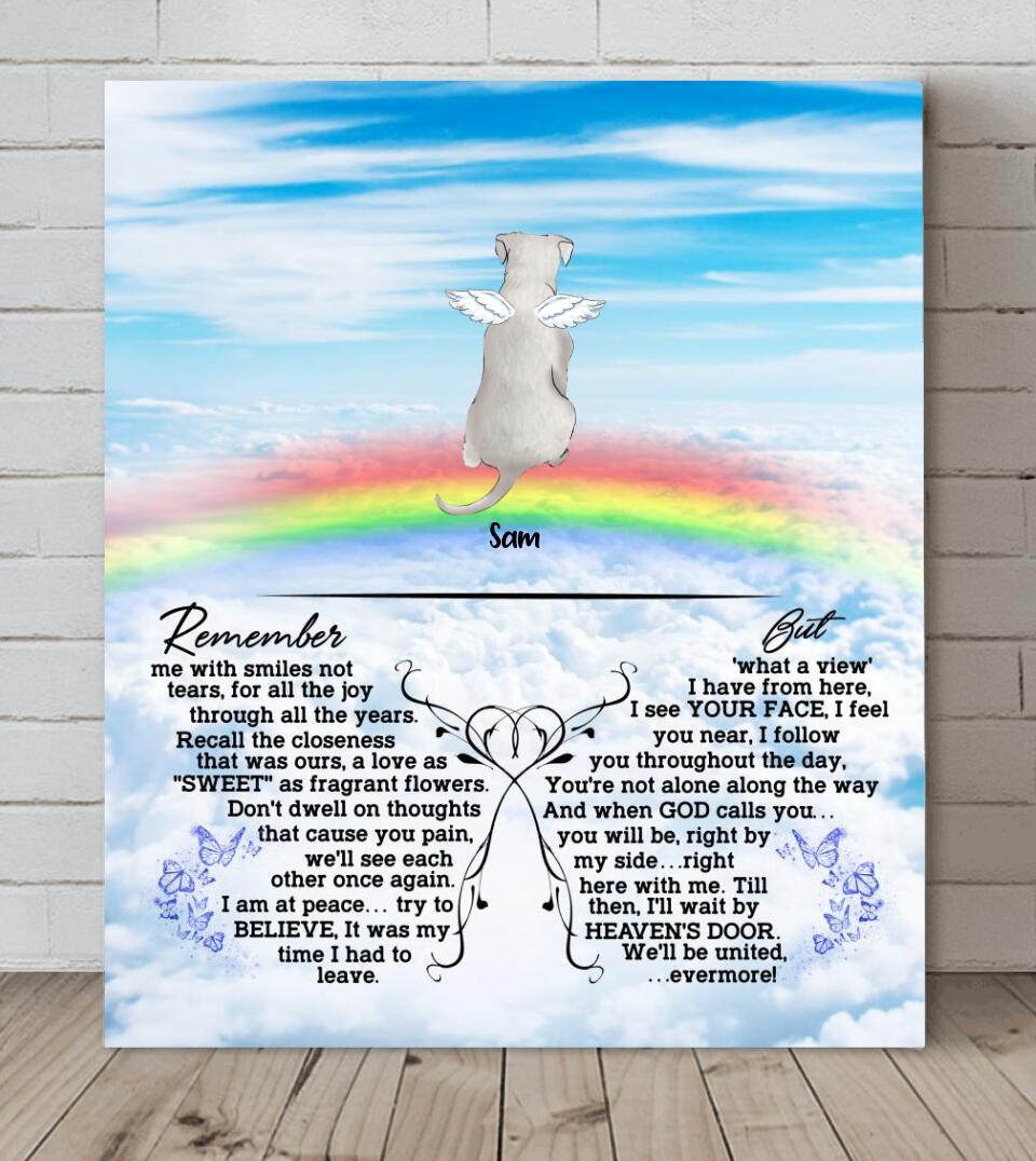 Personalized Memorial Pets Canvas - Up to 5 Pets - Memorial Gift For Dog Lovers/Cat Lovers - Remember me with smiles not tears - AXSIO5