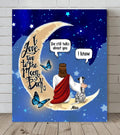 Personalized Memorial God & Dog/Cat Sitting On Moon Canvas - Up to 5 Pets - Memorial Gift For Dog/Cat Lover