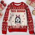 Personalized Christmas Pet Mom/Dad Sweater - Christmas Gift Idea For Dog/Cat Lovers - This Human Belongs To