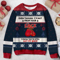 Personalized Christmas Sweater - Best Gift Idea For Stepdad - Even Though I'm Not From Your Sack I Know You've Still Got My Back
