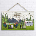 Personalized Camping Wooden Sign - Adult/Couple/Single Parent/Parents with Up to 3 Pets - Gift Idea For Couple/Camping/Dog/Cat Lovers - Welcome To Our Campsite