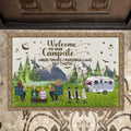 Personalized Camping Doormat - Adult/Couple/Single Parent/Parents with Up to 3 Pets - Gift Idea For Couple/Camping/Dog/Cat Lovers - Welcome To Our Campsite