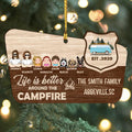 Personalized Camping Wooden Ornament - Couple/Family With Up to 3 Kids,3 Dogs - Christmas/Birthday/Anniversary Gift For Couple/Family - Life Is Better Around The Campfire